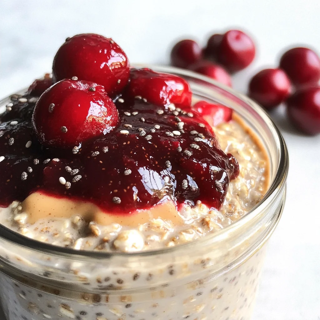 Healthy Overnight Oats with Cherry Chia Seed Jam