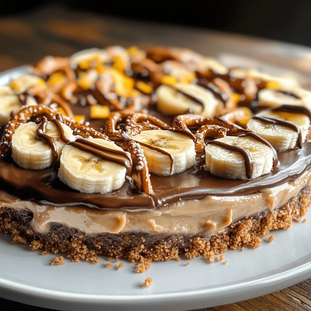 Banana Peanut Butter Pretzel Pie with Chocolate