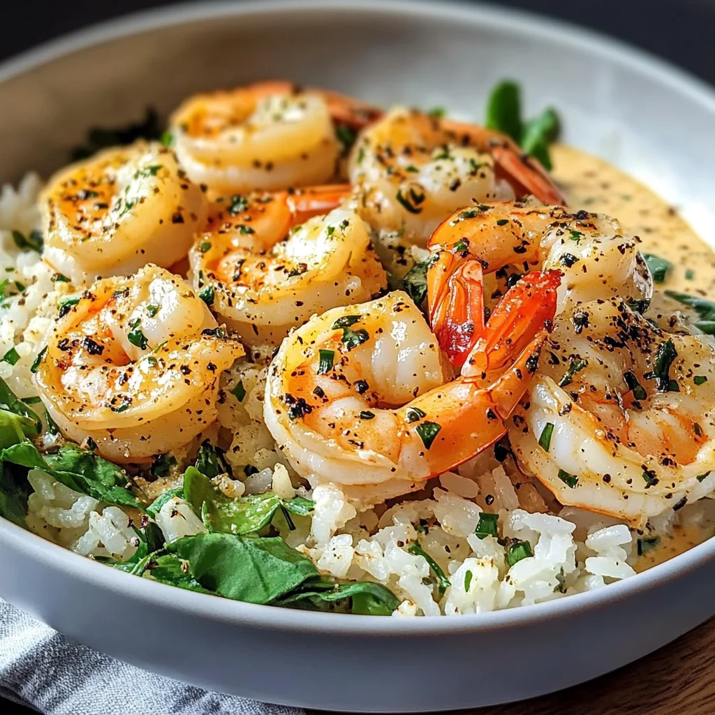 Creamy Garlic Butter Shrimp Bowl with Herb Rice