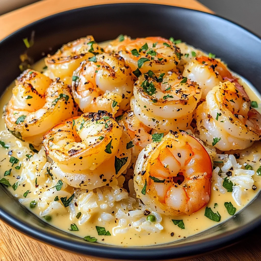 Creamy Garlic Butter Shrimp Bowl with Herb Rice