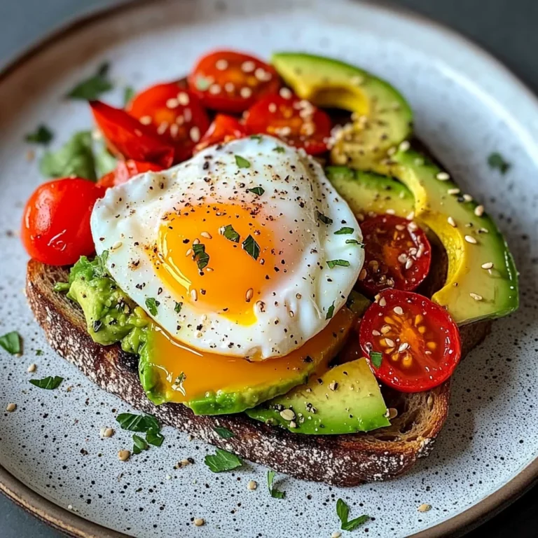 Poached Egg & Avocado Brunch Plate with Roasted Peppers